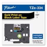Brother P-Touch® TZe Standard Adhesive Laminated Labeling Tape, 0.47" x 26.2 ft, Gold on Black (BRTTZE334) Each