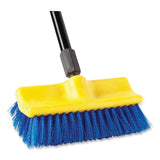 Rubbermaid® Commercial Bi-Level Deck Scrub Brush, Blue Polypropylene Bristles, 10" Brush, 10" Plastic Block, Threaded Hole (RCP6337BLU) Each