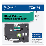 Brother P-Touch® TZe Standard Adhesive Laminated Labeling Tape, 0.7" x 26.2 ft, Black on Green (BRTTZE741) Each