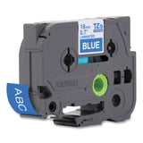 Brother P-Touch® TZe Standard Adhesive Laminated Labeling Tape, 0.7" x 26.2 ft, White on Blue (BRTTZE545) Each