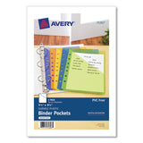 Avery® Small Binder Pockets, Standard, 7-Hole Punched, Assorted, 9.25 x 5.5, 5/Pack (AVE75307) Pack of 5