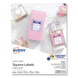 Avery® Square Labels with Sure Feed and TrueBlock, 1.5 x 1.5, White, 600/Pack (AVE22805) Pack of 600
