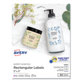 Avery® Print-to-the-Edge Labels with Sure Feed and Easy Peel, 2 x 3, Glossy Clear, 80/Pack (AVE22822) Pack of 80