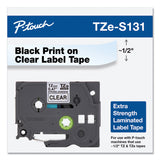 Brother P-Touch® TZe Extra-Strength Adhesive Laminated Labeling Tape, 0.47" x 26.2 ft, Black on Clear (BRTTZES131) Each