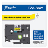 Brother P-Touch® TZe Extra-Strength Adhesive Laminated Labeling Tape, 0.35" x 26.2 ft, Black on Yellow (BRTTZES621) Each