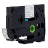 Brother TZe Premium Laminated Tape, 0.47" x 26.2 ft, White on Silver (BRTTZEPR935) Each