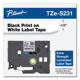 Brother P-Touch® TZe Extra-Strength Adhesive Laminated Labeling Tape, 0.47" x 26.2 ft, Black on White (BRTTZES231) Each