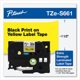 Brother P-Touch® TZ Extra-Strength Adhesive Laminated Labeling Tape, 1.4" x 26.2 ft, Black on Yellow (BRTTZES661) Each