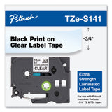 Brother P-Touch® TZe Extra-Strength Adhesive Laminated Labeling Tape, 0.7" x 26.2 ft, Black on Clear (BRTTZES141) Each