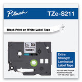 Brother P-Touch® TZe Extra-Strength Adhesive Laminated Labeling Tape, 0.23" x 26.2 ft, Black on White (BRTTZES211) Each