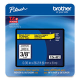 Brother P-Touch® TZe Laminated Removable Label Tapes, 0.35" x 26.2 ft, Black on Yellow (BRTTZE621CS) Each
