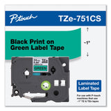 Brother P-Touch® TZe Laminated Removable Label Tapes, 0.94" x 26.2 ft, Black on Green (BRTTZE751CS) Each