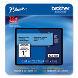Brother P-Touch® TZe Laminated Removable Label Tapes, 0.94" x 26.2 ft, Black on Blue (BRTTZE551CS) Each