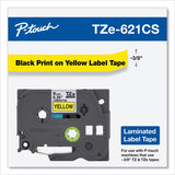 Brother P-Touch® TZe Laminated Removable Label Tapes, 0.35" x 26.2 ft, Black on Yellow (BRTTZE621CS) Each