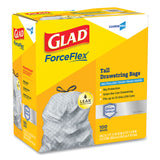 Glad® ForceFlex Tall Kitchen Drawstring Trash Bags, 13 gal, 0.72 mil, 23.75" x 24.88", Gray, 100/Box (CLO70427) Box of 100