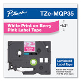 Brother P-Touch® TZ Standard Adhesive Laminated Labeling Tape, 0.47" x 16.4 ft, White/Berry Pink (BRTTZEMQP35) Each