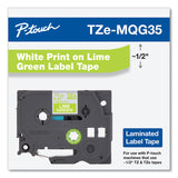 Brother P-Touch® TZ Standard Adhesive Laminated Labeling Tape, 0.47" x 16.4 ft, White/Lime Green (BRTTZEMQG35) Each