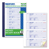 Rediform® Money Receipt Book, Softcover, Three-Part Carbonless, 7 x 2.75, 4 Forms/Sheet, 100 Forms Total (RED8L808) Each