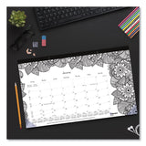Blueline® Monthly Desk Pad Calendar, Monthly Coloring Artwork, 17.75 x 10.88, Black Binding, Clear Corners, 12-Month (Jan to Dec): 2026 (REDC2917001) Each