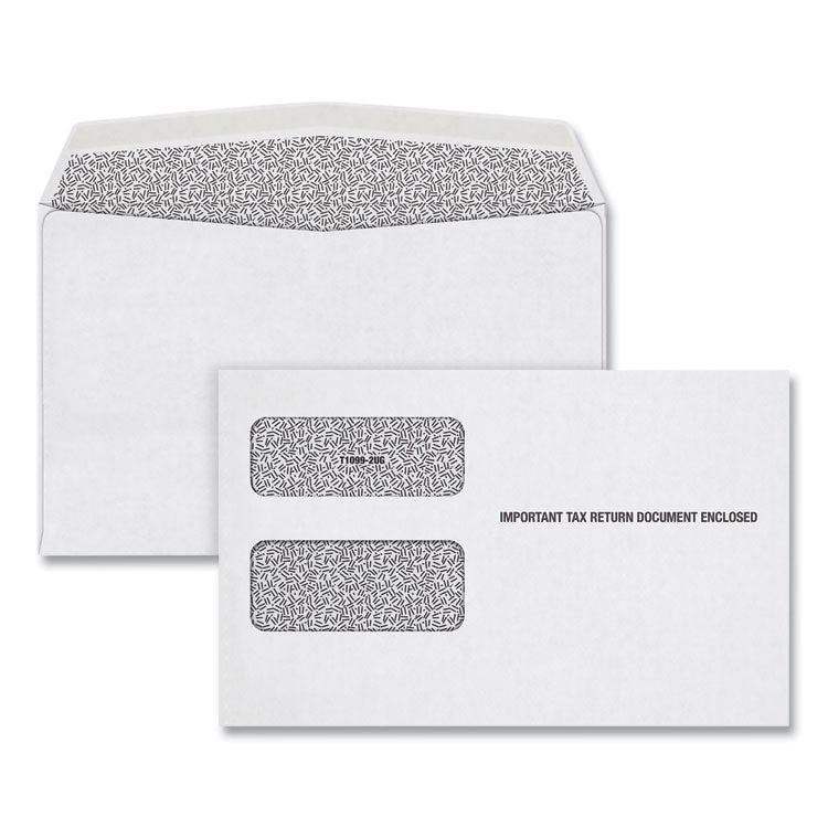 1099 Double Window Envelope, Commercial Flap, Gummed Closure, 5.63 x 9, White, 24/Pack