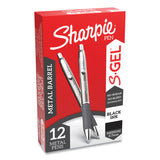 Sharpie® S-Gel™ S-Gel Premium Metal Barrel Gel Pen, Retractable, Medium 0.7 mm, Black Ink, Gun Metal Gray Barrel, Dozen (SAN2147528) 1 Dozen