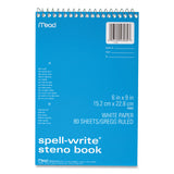 Mead® Spell-Write Wirebound Steno Pad, Gregg Rule, Randomly Assorted Cover Colors, 80 White 6 x 9 Sheets (MEA43082) Each