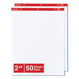 Universal™ Easel Pads/Flip Charts, Quadrille Rule (1 sq/in), 27 x 34, White, 50 Sheets, 2/Carton (UNV35602) Pack of 2