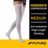 3M™ Futuro™ Anti-embolism Stocking Thigh High Medium / Regular White Closed Toe (1084282_CS) 6/CS