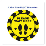 Avery® Social Distancing Floor Decals, 10.5" dia, Please Wait Here, Yellow/Black Face, Black Graphics, 5/Pack (AVE83020) Pack of 5