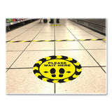 Avery® Social Distancing Floor Decals, 10.5" dia, Please Wait Here, Yellow/Black Face, Black Graphics, 5/Pack (AVE83020) Pack of 5