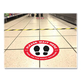 Avery® Social Distancing Floor Decals, 10.5" dia, Please Wait Here, Red/White Face, Black Graphics, 5/Pack (AVE83090) Pack of 5