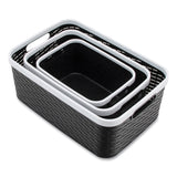 Advantus Open Lid Storage Bin, Assorted Sizes, Black/White, 3/Pack (AVT39220) Pack of 3