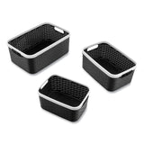 Advantus Open Lid Storage Bin, Assorted Sizes, Black/White, 3/Pack (AVT39220) Pack of 3