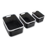 Advantus Open Lid Storage Bin, Assorted Sizes, Black/White, 3/Pack (AVT39220) Pack of 3