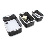 Advantus Open Lid Storage Bin, Assorted Sizes, Black/White, 3/Pack (AVT39220) Pack of 3