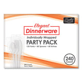 Berkley Square Elegant Dinnerware Heavyweight Cutlery Assortment, Individually Wrapped, 120 Forks/80 Spoons/40 Knives, White, 240/Box (BSQ90191) Box of 240