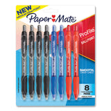 Paper Mate® Profile Ballpoint Pen, Retractable, Medium 1 mm, Assorted Ink and Barrel Colors, 8/Pack (PAP2097014) Each