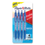 Paper Mate® Profile Ballpoint Pen, Retractable, Medium 1 mm, Blue Ink, Translucent Blue Barrel, 4/Pack (PAP2113555) Each
