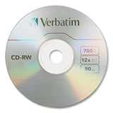 Verbatim® CD-RW High-Speed Rewritable Disc, 700 MB/80 min, 12x, Slim Jewel Case, Silver, 10/Pack (VER95156) Pack of 10
