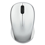 Verbatim® Silent Wireless Blue LED Mouse, 2.4 GHz Frequency/32.8 ft Wireless Range, Left/Right Hand Use, Silver (VER99777) Each