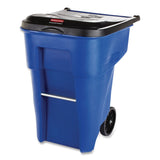 Rubbermaid® Commercial Square Brute Rollout Container, 50 gal, Molded Plastic, Blue (RCP9W27BLU) Each