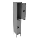 Tennsco Double Tier Locker with Legs, Single Stack, 12w x 18d x 78h, Medium Gray (TNNDTS1218361MG) Each