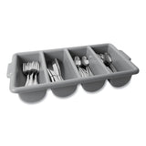 Rubbermaid® Commercial Cutlery Bin, 4 Compartments, Plastic, 11.5 x 21.25 x 3.75, Plastic, Gray (RCP3362GRA) Each