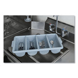Rubbermaid® Commercial Cutlery Bin, 4 Compartments, Plastic, 11.5 x 21.25 x 3.75, Plastic, Gray (RCP3362GRA) Each