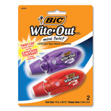 BIC® Wite-Out Mini Twist Correction Tape, Non-Refillable, Blue/Fuchsia Applicators 0.2" x 314", 2/Pack (BICWOMTP21) Pack of 2