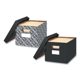 Bankers Box® STOR/FILE Decorative Medium-Duty Storage Box, Letter/Legal Files, 12.5" x 16.25" x 10.5", Black/White Brocade Design, 4/CT (FEL0022705) Case of 4
