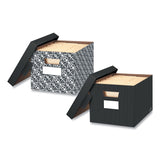 Bankers Box® STOR/FILE Decorative Medium-Duty Storage Box, Letter/Legal Files, 12.5" x 16.25" x 10.25", Black/Gray Pinstripe Design, 4/CT (FEL0029803) Carton of 4