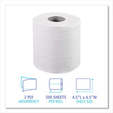 Boardwalk® 2-Ply Toilet Tissue, Septic Safe, White, 4.5 x 4.5, 500 Sheets/Roll, 96 Rolls/Carton (BWK6155B) Case of 96