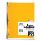 Mead® Spiral Notebook, 3-Hole Punched, 1-Subject, Medium/College Rule, Randomly Assorted Cover Color, (100) 11 x 8 Sheets (MEA06622) Each