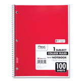 Mead® Spiral Notebook, 3-Hole Punched, 1-Subject, Medium/College Rule, Randomly Assorted Cover Color, (100) 11 x 8 Sheets (MEA06622) Each